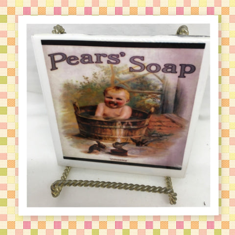 PEARs SOAP BATH Vintage Ad Wall Art Ceramic Tile Gift Idea Home Decor Bathroom Kitchen Decor {{ JAMsCraftCloset }}