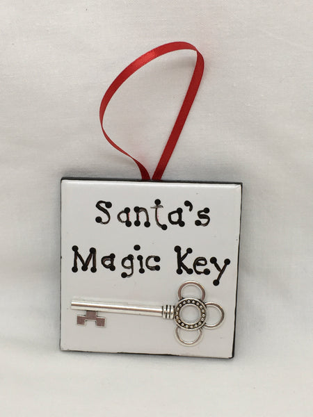 Ornaments Santas Magic Key Square 2 by 2 Inch Ceramic Tile With Poem Christmas Decor {{ JAMsCraftCloset }}