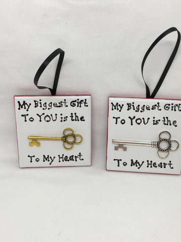 Ornament MY BIGGEST GIFT TO YOU IS THE KEY TO MY HEART Christmas Holiday Tile {{ JAMsCraftCloset }}
