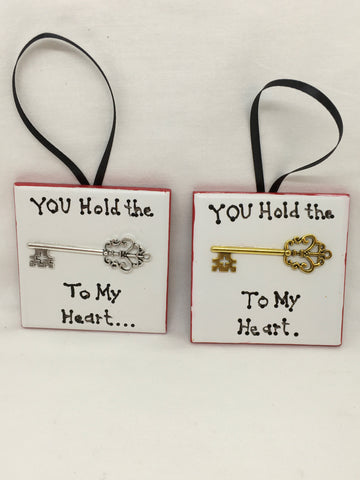Ornament YOU HOLD THE KEY TO MY HEART Christmas Holiday Tile {{ JAMsCraftCloset }}