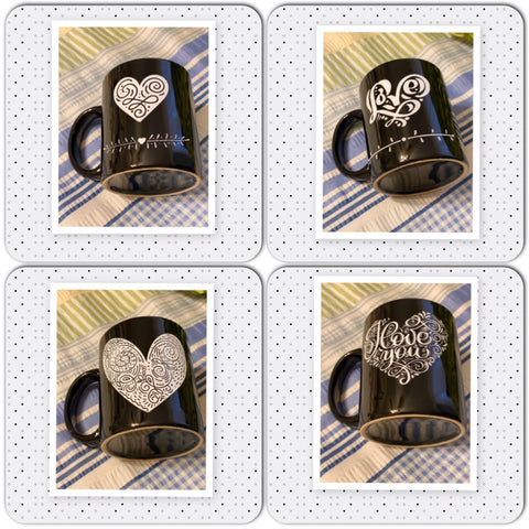 Farmhouse Country Kitchen Black White Heart Decor Mug Cup Coffee Hand Painted Barware Gift Idea {{ JAMsCraftCloset }}