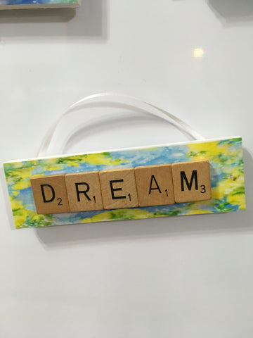 Ornament Magnet Wall Art Handmade Wooden Positive Saying Scrabble Pieces DREAM Christmas Tree Holiday Decor