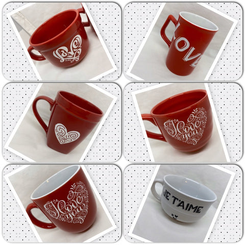 Farmhouse Country Kitchen Red White Heart Decor Mug Cup Coffee Hand Painted Barware Gift Idea {{ JAMsCraftCloset }}