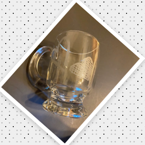 Mug Hand Etched HEARTS Kitchen Decor Drinkware Barware Gift Idea Handmade SET OF 4 {{ JAMsCraftCloset }}