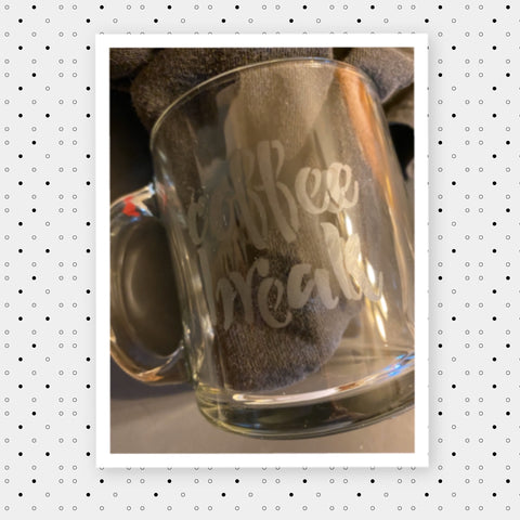 Mug Hand Etched COFFEE BREAK MY HUG IN A MUG Kitchen Decor Drinkware Barware Gift Idea Handmade {{ JAMsCraftCloset }}