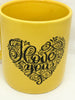 Mug Cup Yellow I LOVE YOU Hand Painted Home Kitchen Decor Drinkware {{ JAMsCraftCloset }}