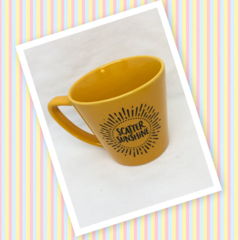 Mug Cup Yellow SCATTER SUNSHINE Hand Painted Home Kitchen Decor Drinkware {{ JAMsCraftCloset }}