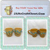 Mugs Coffee Hand Painted MINE YOURS HAPPY DOT Floral Design Yellow Mug Aqua Flowers SET of 2 {{ JAMsCraftCloset }}