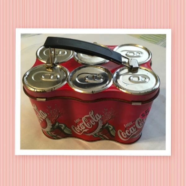 Lunchbox Vintage SMALL Miniature Metal Enjoy Coca-Cola Six Pack Fair Condition NO THERMOS Collectible {{ JAMsCraftCloset }}