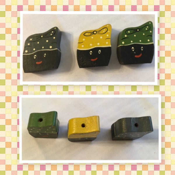 Shelf Sitter Baby Pickaninny Candle Holder Tiny 1 1/2 by 2 Inches Black Americana Country Primitive Folk Art SET of 3 {{ JAMsCraftCloset }}
