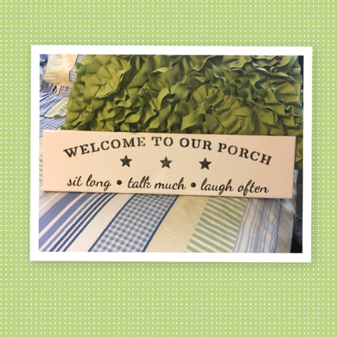 WELCOME TO OUR PORCH White Ceramic Tile Sign Country Farmhouse Wall Art Gift Campers RV Home Decor-Wall Art-Gift-One of a Kind - JAMsCraftCloset