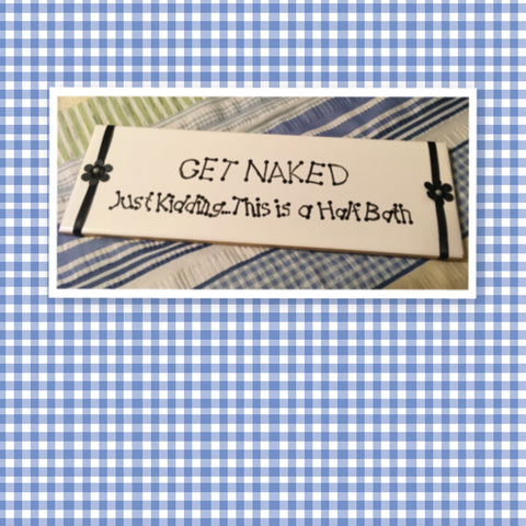 GET NAKED HALF BATH White Ceramic Tile Sign Funny Bathroom Decor Wall Art Gift Idea {{ JAMsCraftCloset }}