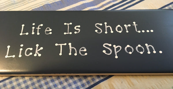 LIFE IS SHORT LICK THE SPOON Tile Sign Funny KITCHEN Decor Wall Art Gift Idea {{ JAMsCraftCloset }}
