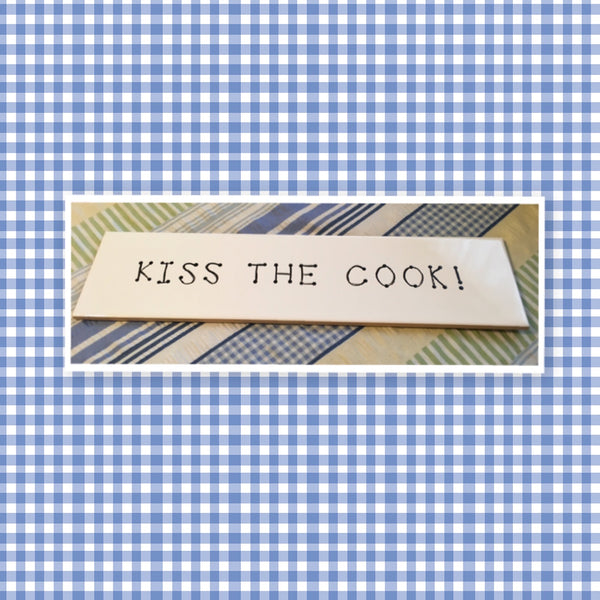 KISS THE COOK Tile Sign Funny KITCHEN Decor Wall Art Home Decor Gift Idea {{ JAMsCraftCloset }}