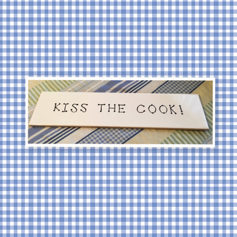 KISS THE COOK Tile Sign Funny KITCHEN Decor Wall Art Home Decor Gift Idea {{ JAMsCraftCloset }}