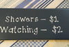 SHOWERS $1 WATCHING $2 Blue Ceramic Tile Sign Funny BATHROOM Decor Gift Idea {{ JAMsCraftCloset }}