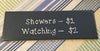 SHOWERS $1 WATCHING $2 Blue Ceramic Tile Sign Funny BATHROOM Decor Gift Idea {{ JAMsCraftCloset }}