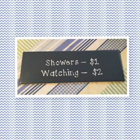 SHOWERS $1 WATCHING $2 Blue Ceramic Tile Sign Funny BATHROOM Decor Gift Idea {{ JAMsCraftCloset }}