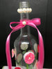 Bottle Hand Painted Pink Floral Flowers Bling Flowers Ribbon Wedding Centerpiece - JAMsCraftCloset