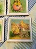 Ceramic Tile EASTER CHICKS Wall Art Handmade Upcycled Repurposed Gift Home Decor SET OF 4 {{ JAMsCraftCloset }}