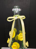 Bottle Pale Green Glass Hand Painted Yellow Floral Flowers Bling Flowers Ribbon Wedding Centerpiece - JAMsCraftCloset