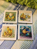 Ceramic Tile EASTER CHICKS Wall Art Handmade Upcycled Repurposed Gift Home Decor SET OF 4 {{ JAMsCraftCloset }}
