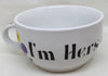 MUGS Soup Bowls Hand Painted I'M HERS I'M HIS Turquoise Yellow Purple Happy Dot Flowers Set of Two Crafters Delight {{ JAMsCraftCloset }}