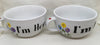 MUGS Soup Bowls Hand Painted I'M HERS I'M HIS Turquoise Yellow Purple Happy Dot Flowers Set of Two Crafters Delight {{ JAMsCraftCloset }}
