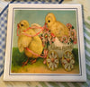 Ceramic Tile EASTER CHICKS Wall Art Handmade Upcycled Repurposed Gift Home Decor SET OF 4 {{ JAMsCraftCloset }}