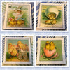 Ceramic Tile EASTER CHICKS Wall Art Handmade Upcycled Repurposed Gift Home Decor SET OF 4 {{ JAMsCraftCloset }}