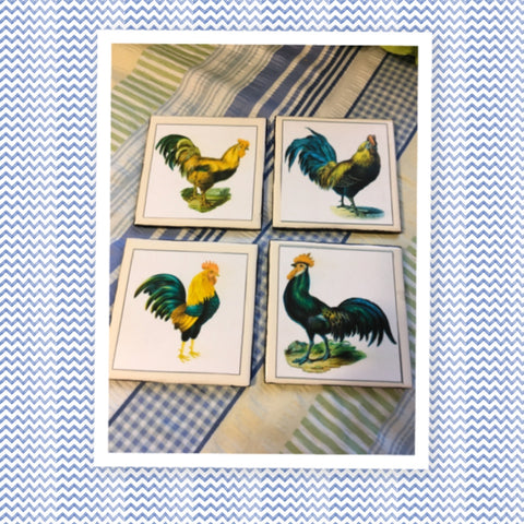 Ceramic Tile Vintage ROOSTER Kitchen Wall Art Handmade Upcycled Gift {{ JAMsCraftCloset }}