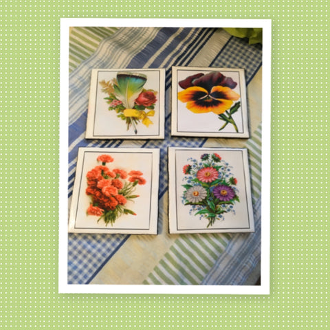 Ceramic Tile Vintage Victorian Floral Wall Art Handmade Upcycled Gift Home Decor {{ JAMsCraftCloset }}