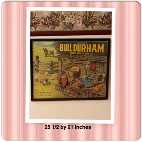 Bull Durham Framed Authentic Lithograph Ad Poster IT SHURE AM SWEET Black Americana {{ JAMsCraftCloset }}