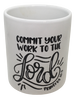 Mugs Coffee FAITH Hand Painted Stenciled SET OF 2 Faith Over Fear - Commit You Work To The Lord - Crafters Delight {{ JAMsCraftCloset }}
