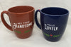 HEY THERE HANDSOME and HELLO LOVELY Cups Mugs Coffee Hand Painted SET of 2 {{ JAMsCraftCloset }}