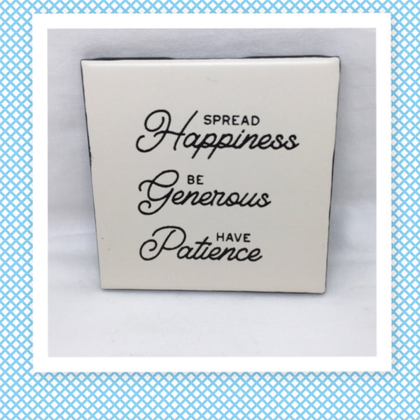 SPREAD HAPPINESS Wall Art Ceramic Tile Hand Painted Positive Saying Sign Gift {{ JAMsCraftCloset }}