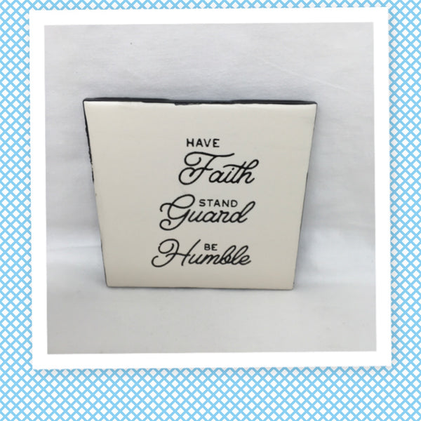 HAVE FAITH Wall Art Ceramic Tile Hand Painted Positive Saying Sign Gift Idea Home Decor {{ JAMsCraftCloset }}