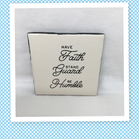 HAVE FAITH Wall Art Ceramic Tile Hand Painted Positive Saying Sign Gift Idea Home Decor {{ JAMsCraftCloset }}