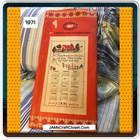 Calendar Towel Linen Imported 1971 BLESS THIS HOUSE Design Collectible - JAMsCraftCloset