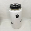 Bottles Jars PET TREATS White With Hand Painted Paw Prints Home Decor Gift Idea Heart on Lid - JAMsCraftCloset