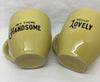 HEY THERE HANDSOME and HELLO LOVELY Cups Mugs Coffee Hand Painted SET of 2 {{ JAMsCraftCloset }}