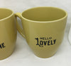 HEY THERE HANDSOME and HELLO LOVELY Cups Mugs Coffee Hand Painted SET of 2