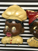 Black Americana Chalkware Kitchen Plaque w Hooks Chef Lady Girl Red Pot Holder Key Holder - JAMsCraftCloset