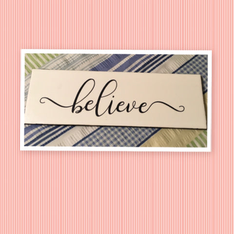 BELIEVE Ceramic Tile Decal Sign Wall Art Wedding Gift Home Decor Positive Saying {{ JAMsCraftCloset }}