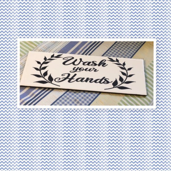 WASH YOUR HANDS Ceramic Tile Decal Sign Funny BATHROOM Gift Restroom {{ JAMsCraftCloset }}