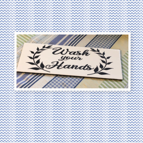 WASH YOUR HANDS Ceramic Tile Decal Sign Funny BATHROOM Gift Restroom {{ JAMsCraftCloset }}