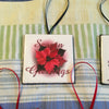 SEASON GREETINGS Poinsettia Ceramic Tile Ornament Christmas Gift Tree Decor Stocking Stuffer {{ JAMsCraftCloset }}