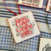 SANTA CLAUS IS COMING TO TOWN Words Ceramic Tile Christmas Ornament Gift Tree Decor {{ JAMsCraftCloset }}