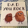 DAD YOU ROCK Wall Art Ceramic Tile Sign Gift Home Decor Positive Saying Fathers Day {{ JAMsCraftCloset }}