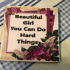 BEAUTIFUL GIRL Wall Art Ceramic Tile Sign Gift Idea Home Decor Positive Saying {{ JAMsCraftCloset }}